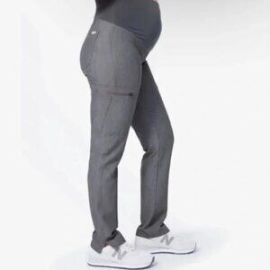 Figs Yola Maternity Technical Collection Scrub Pants in Heather Gray - Large